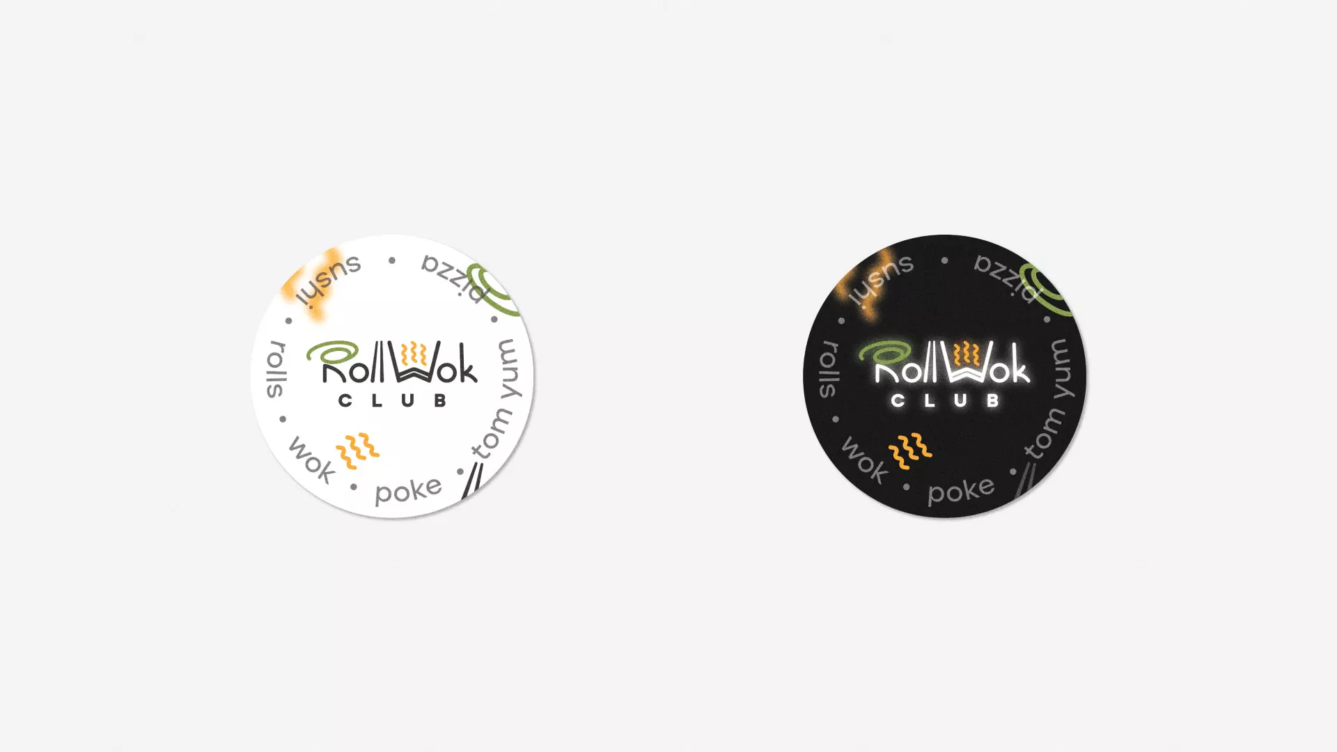 Разработка наклеек для суши-бара «Roll Wok Club» в Лангепасе