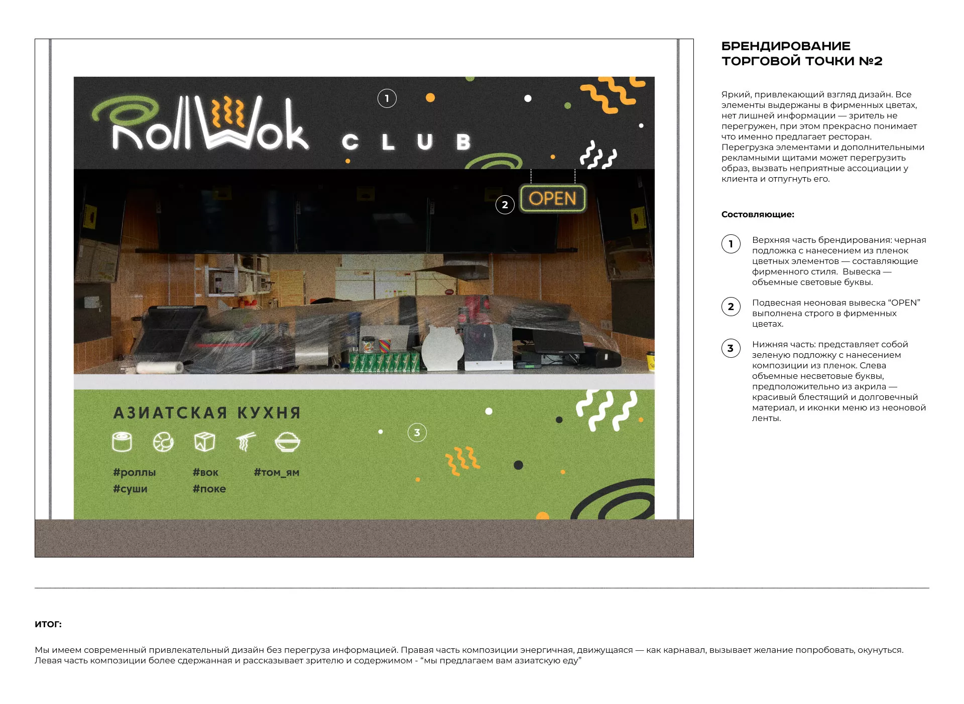Брендирование торговых точек суши-бара «Roll Wok Club» в Лангепасе